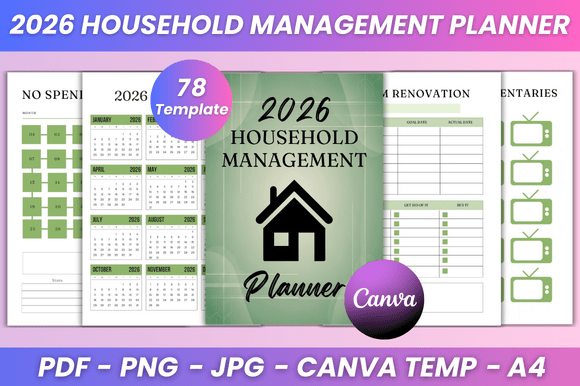 2026 Household Management Planner KDP for Smarter Home Organization
