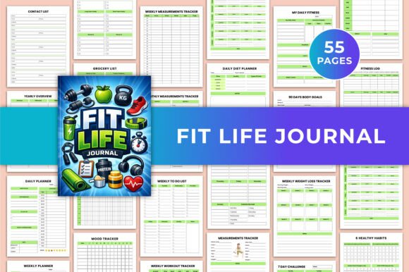 Fit Life Journal Canva KPP Graphic: Your Personalized All-in-One Fitness Planner