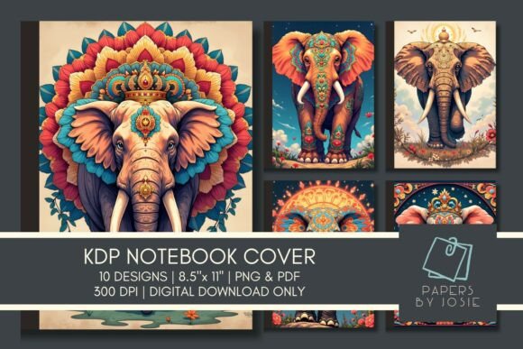 Mandala Elephant KDP Notebook Cover Designs