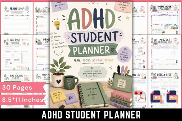 The ADHD Student Planner: A Practical Guide to Focus, Organization, and Academic Success