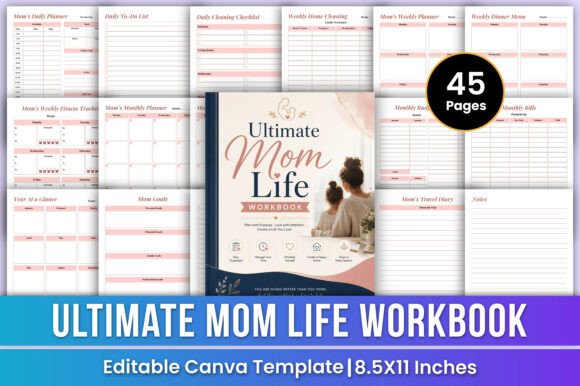 Ultimate Mom Life Workbook Canva Kdp